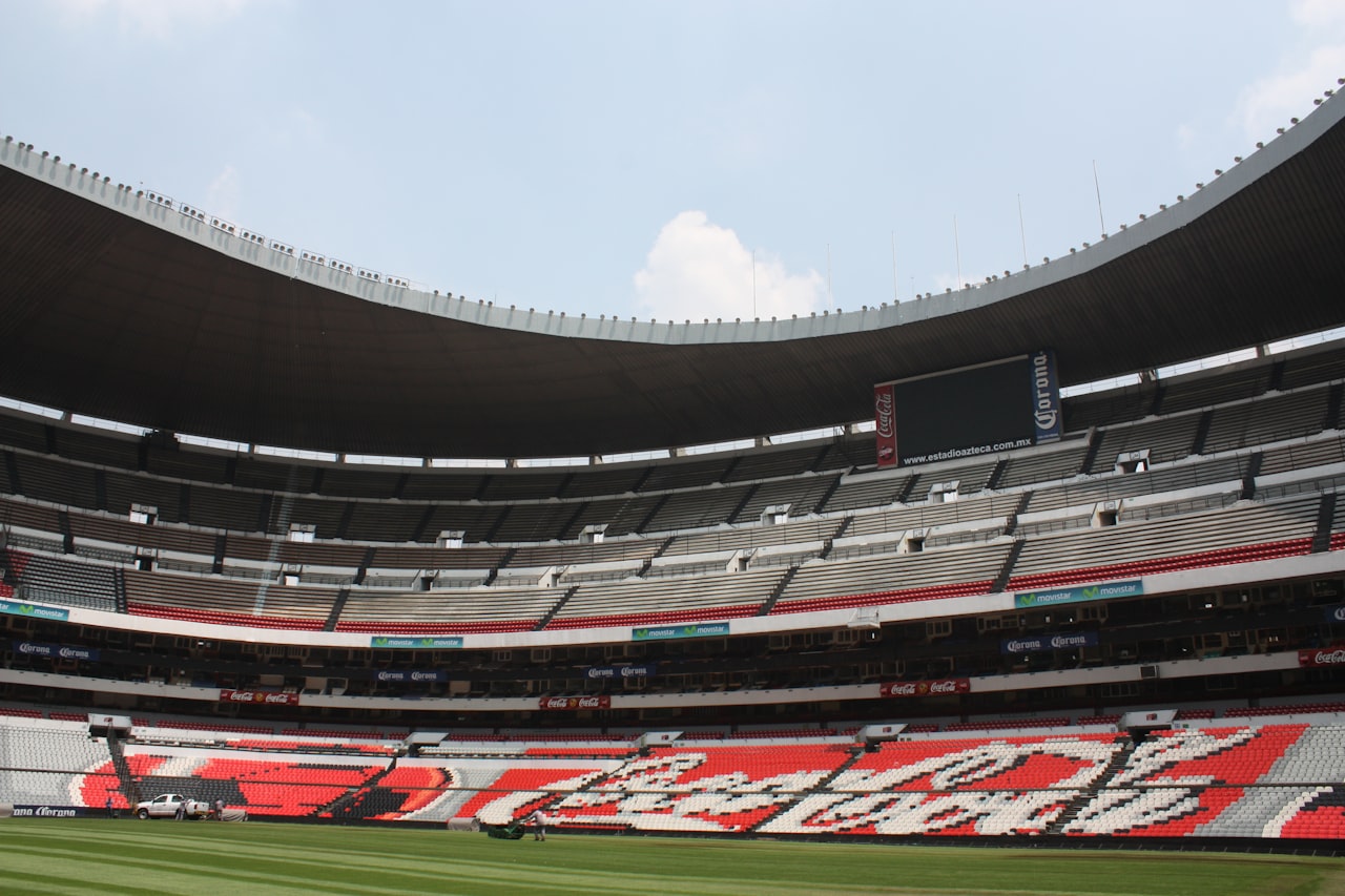 Packed crowd at Estadio Azteca during a football match in Mexico City
