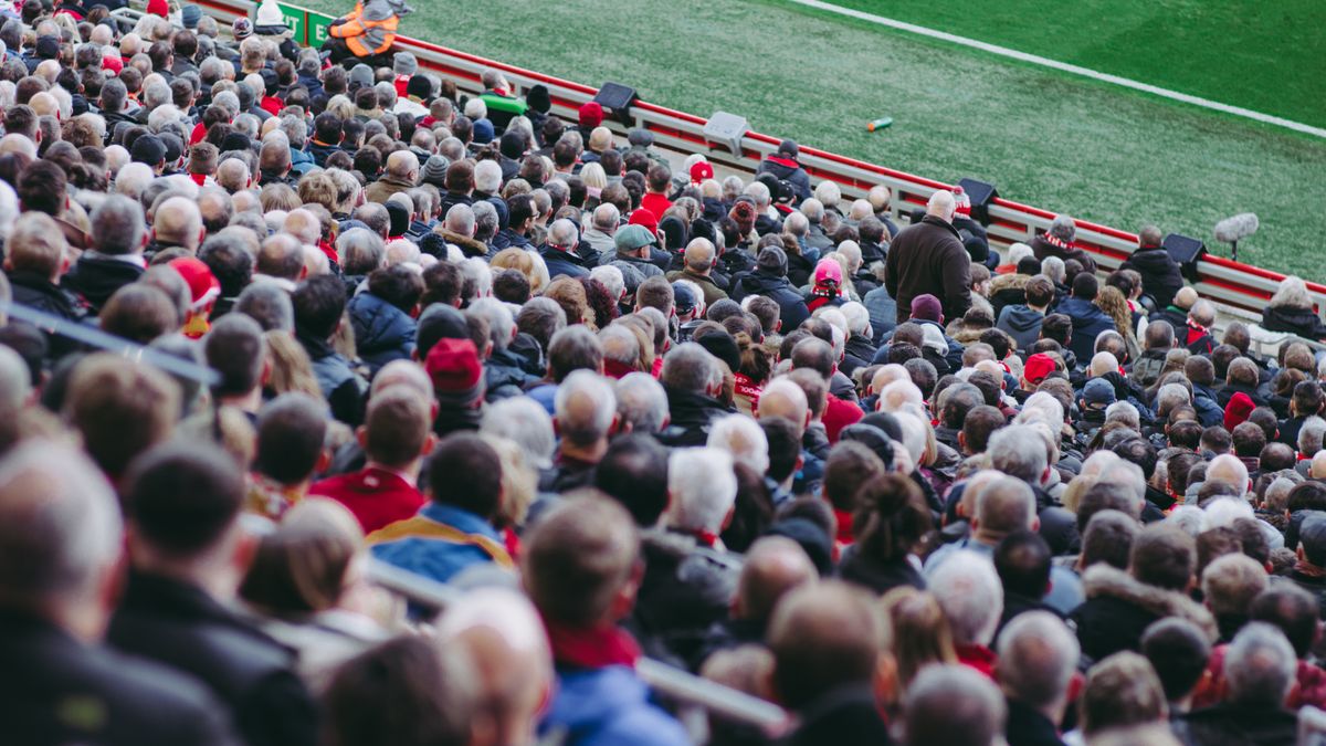Fans packed into the stands during a World Cup match