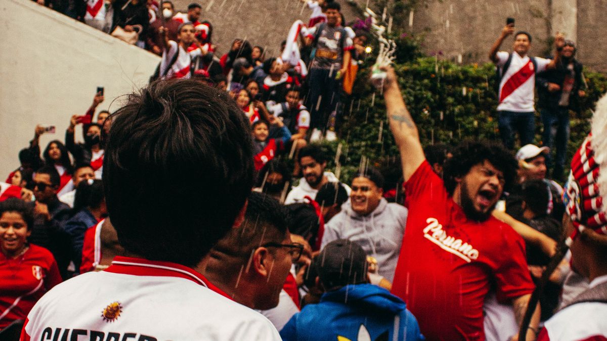 Football supporters celebrating during the World Cup